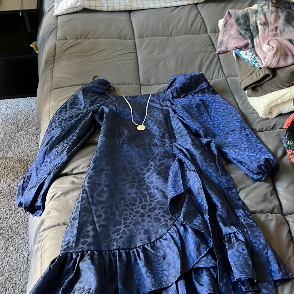 This is a beautiful blue dress.